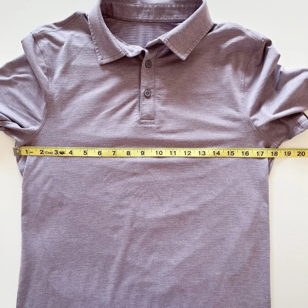 Lululemon Evolution Short Sleeve Polo Heathered Dusky Lavender Mens Small Preppy